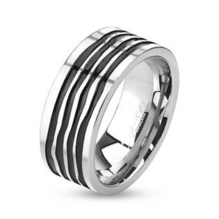 Pánský ocelový prsten s pruhy
