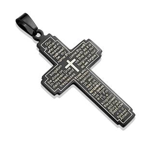 Ocelový přívěšek - kříž s textem