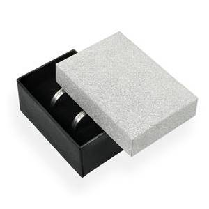 Dárková krabička na snubní prsteny stříbná/černá