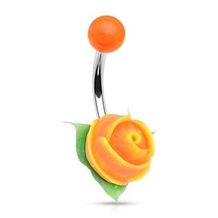 Piercing do pupíku silikonová růžička, oranžová