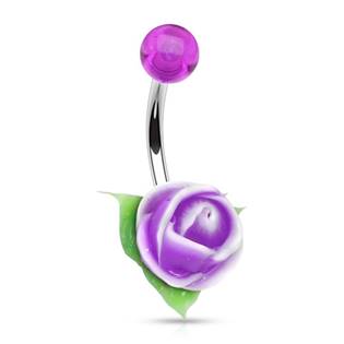 Piercing do pupíku silikonová růžička, fialová