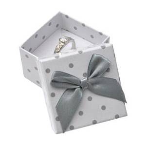 Dárková krabička na prsten bílá - šedé puntíky