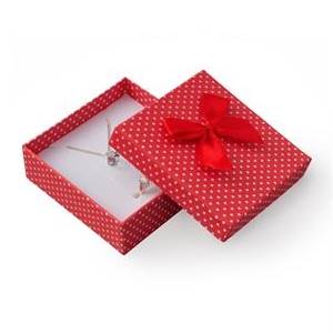 Krabička na soupravu šperků červená, bílé puntíky