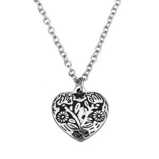 Ocelový řetízek s přívěškem - srdce s ornamenty