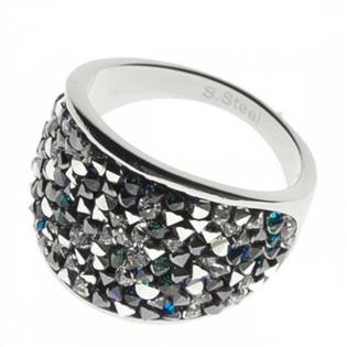 Ocelový prsten s krystaly Swarovski®, BERMUDA BLUE PEPPER