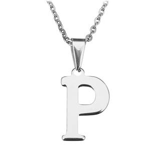 Ocelový řetízek s přívěškem iniciála "P"