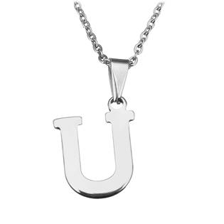 Ocelový řetízek s přívěškem iniciála "U"