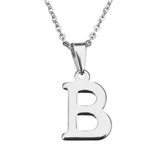 Ocelový řetízek s přívěškem iniciála "B"