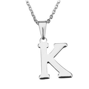Ocelový řetízek s přívěškem iniciála "K"