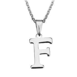 Ocelový řetízek s přívěškem iniciála "F"