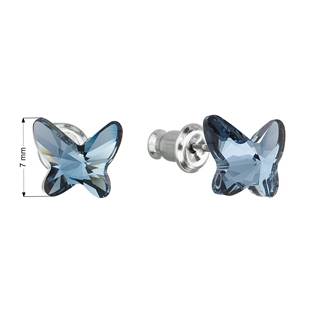 Náušnice bižuterie se Swarovski krystaly motýl, Denim Blue