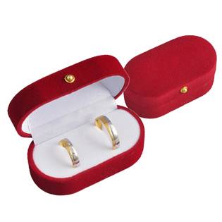 Semišová krabička na snubní prsteny - červená