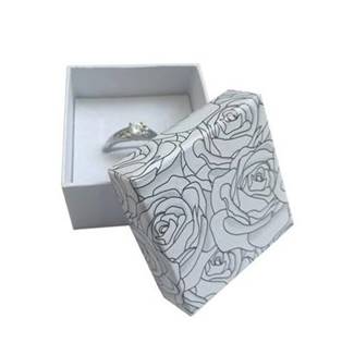 Malá dárková krabička na prsten s růžemi, barva šedá