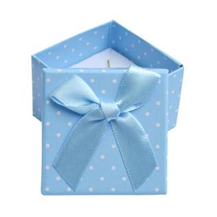 Dárková krabička na prsten modrá - bílé puntíky
