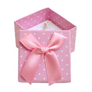 Dárková krabička na prsten růžová - bílé puntíky