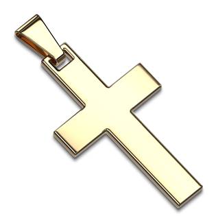 Zlatý ocelový přívěšek - kříž
