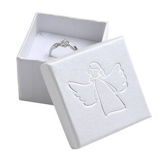 Bílá dárková krabička, stříbrný anděl