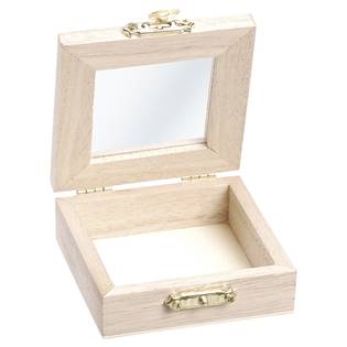 Malá dřevěná krabička s proskleným víčkem