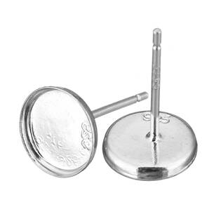 Stříbrné náušnicové zapínání - puzeta, lůžko 6 mm Ag 925/1000 - 1 kus