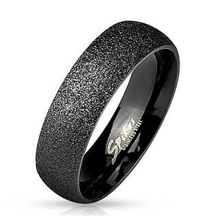 Černý ocelový prsten pískovaný, šíře 6 mm
