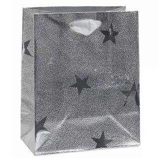 Dárková taška stříbrná s hvězdičkami