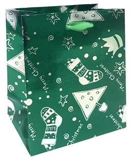Vánoční dárková taška - zelená