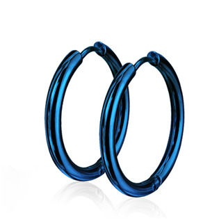 Modré ocelové náušnice - kruhy 25 mm