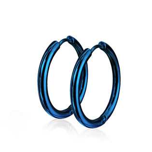 Modré ocelové náušnice - kruhy 19 mm