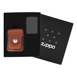 ZIPPO dárková krabička s hnědou koženou kapsičkou na zapalovač