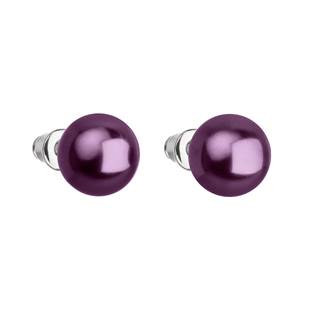 Náušnice bižuterie s fialovou Swarovski perlou