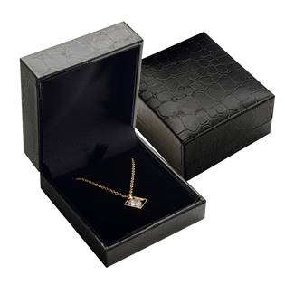 Černá koženková krabička na náušnice nebo náhrdelník