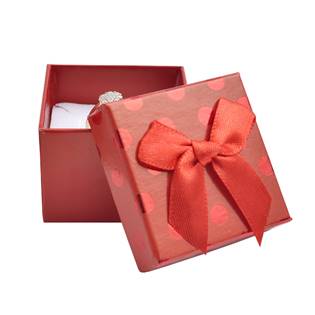 Dárková krabička na prsten/náušnice, červená s lesklými puntíky