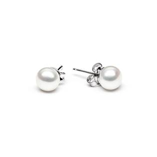 Perlové náušnice – bílé přírodní perly 6,5-7 mm