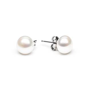Perlové náušnice – bílé přírodní perly 8,5-9 mm