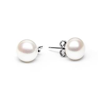 Perlové náušnice – bílé přírodní perly 9,5-10 mm