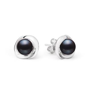 Perlové náušnice – černé přírodní perly 