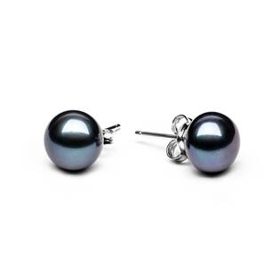 Perlové náušnice – černé přírodní perly 8,5-9 mm