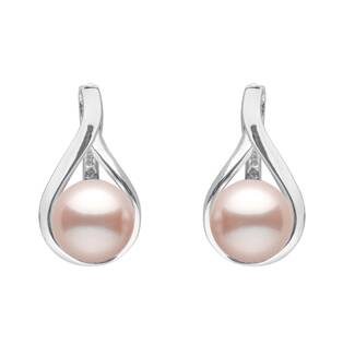 Perlové náušnice – lososově růžové přírodní perly