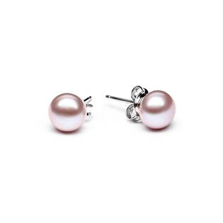 Perlové náušnice – růžovofialové přírodní perly 6,5-7 mm