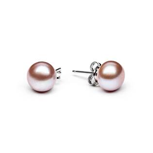Perlové náušnice – růžovofialové přírodní perly 8,5-9 mm