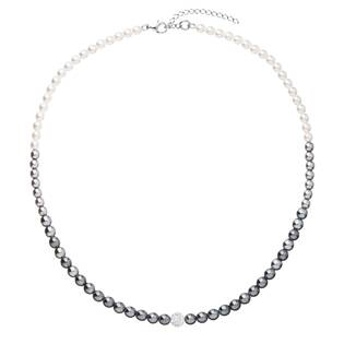 Perlový náhrdelník bílo-šedý s Preciosa krystaly