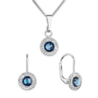 Sada šperků s krystaly Swarovski náušnice a přívěsek, Montana Blue