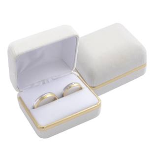 Semišová dárková krabička na prsten snubní prsteny, barva béžová
