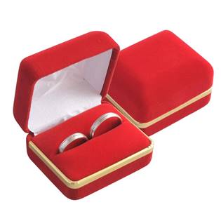 Semišová dárková krabička na prsten snubní prsteny, barva červená