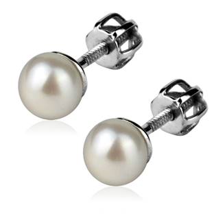 Šroubovací stříbrné náušnice přírodní perly 5,5 mm 