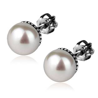 Šroubovací stříbrné náušnice přírodní perly 7,5 mm 