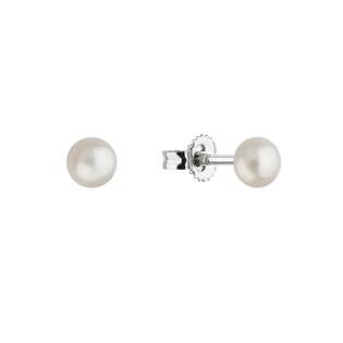 Stříbrné drobné náušnice s bílou říční perlou