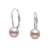Stříbrné náušnice - růžové perly 6 mm
