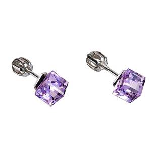 Stříbrné náušnice kostky Crystals from Swarovski® Violet