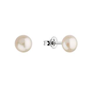 Stříbrné náušnice s bílou říční perlou